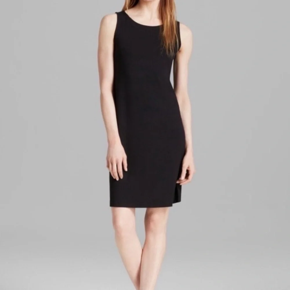 NWT! Eileen Fisher Black Ballet Neck Shift Dress Size Large Black - Picture 1 of 9